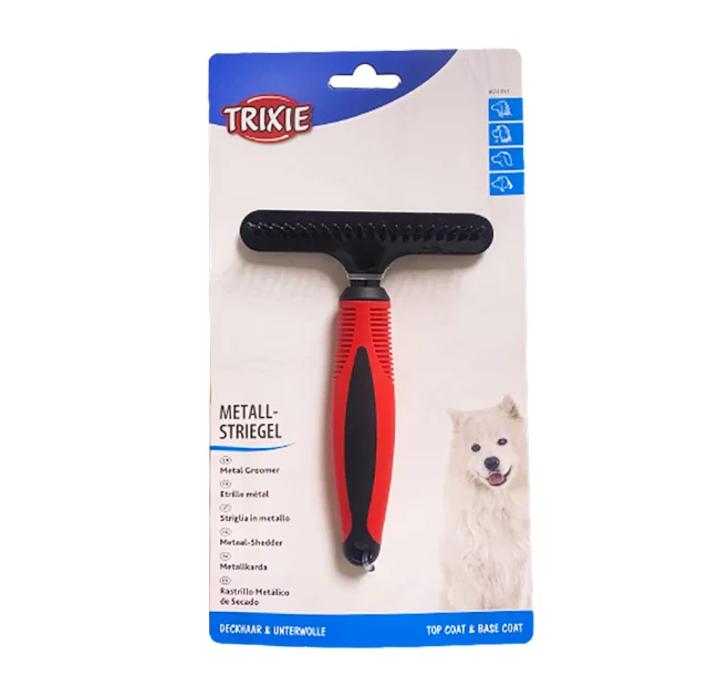 Гребінець-граблі Triхіе Groomer для видалення підшерстку у собак, пластик/метал, 11×16 см
