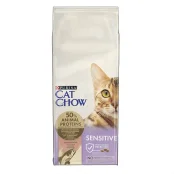 Сухий корм Purina Cat Chow Sensitive для дорослих котів із чутливою шкірою та травленням, з лососем, 15 кг