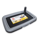 Туалет Irak Plast для щенка, тренировочный с сеткой, серый, 59×39×5.5 см