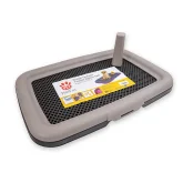 Туалет Irak Plast для щенка, тренировочный с сеткой, бежевый, 59×39×5.5 см