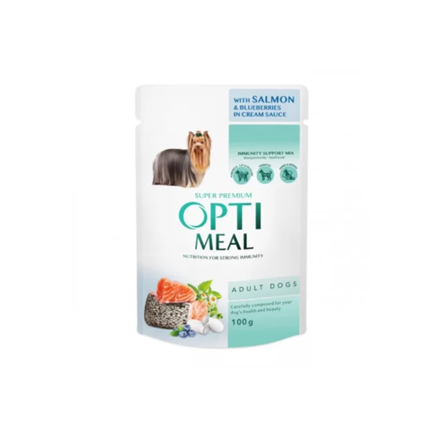 Влажный корм Optimeal Salmon&Blueberries Adult для взрослых собак, лосось и голубика в кремовом соусе, 100 г