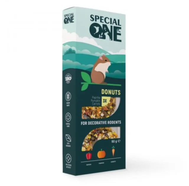 Лакомство Special One пончики для декоративных грызунов, паприка, тыква, морковь, 60 г