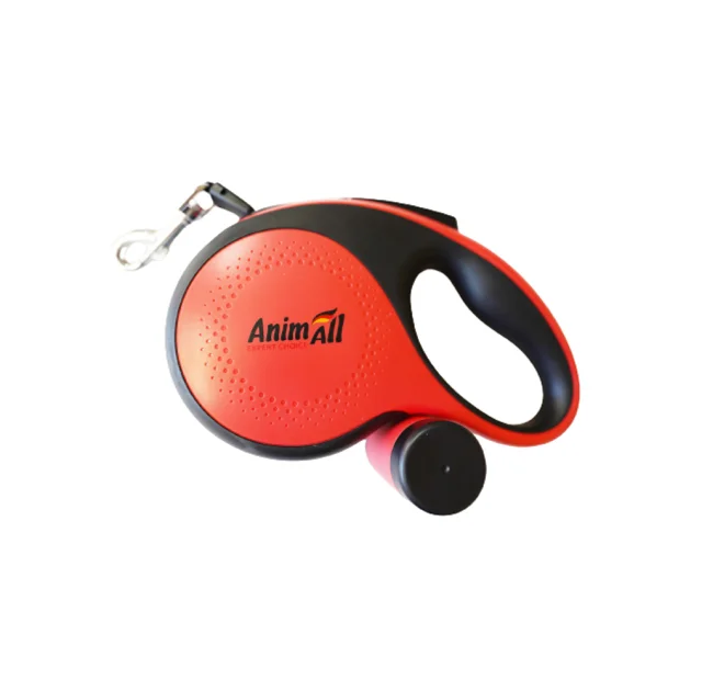 Поводок-рулетка AnimAll с диспенсером, для собак весом до 50 кг, 5 м, красная