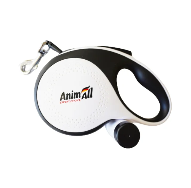 Повідець-рулетка AnimAll з диспенсером, для собак вагою до 30 кг, 5 м, біла