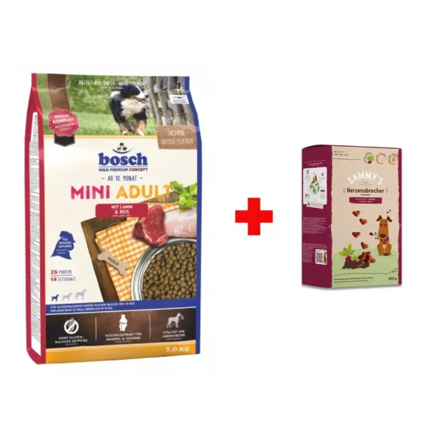 Сухий корм Bosch HPC Mini Adult з ягнятком та рисом, для собак, 3 кг, акція + 1 кг ласощів Sammy`s