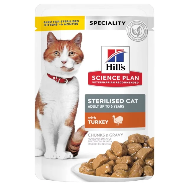 Влажный корм Hill's Young Adult Sterilised Cat, для стерилизованных кошек, с индейкой, 85 г