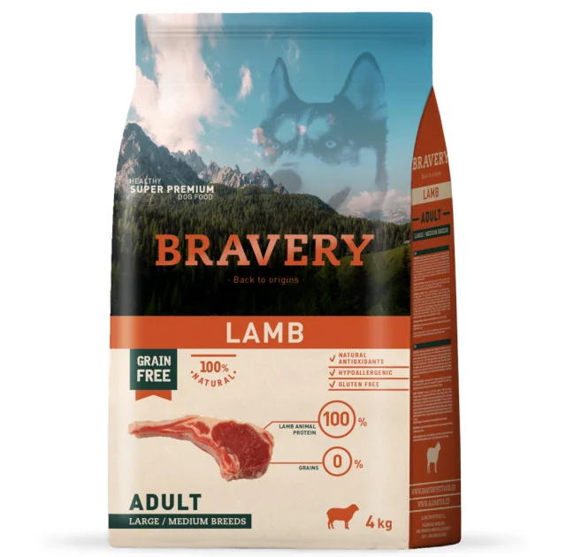 Сухий корм Bravery Lamb Large/Medium Adult, собак cередніх та великих порід, з ягням, 2 кг