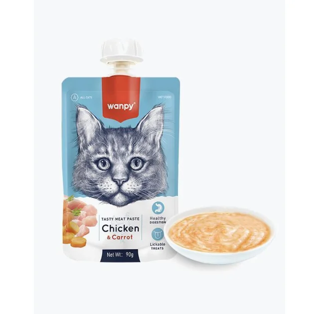 Крем-суп Wanpy Duck & Pumkin для кошек, курица с морковью, 90 г