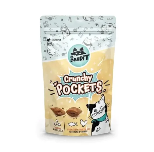 Лакомство Mr. Bandit Jerky для котов, хрустящие подушечки с тунцом и курицей, 40 г