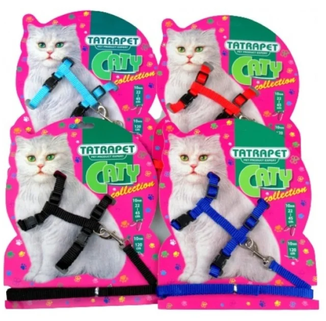 Набір шлея і повідець Caty для котів, блакитний, 1×25 см