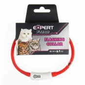 Нашийник Expert для котів, LED, USB, силікон, червоний, 1×35 см