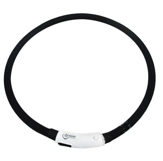 Ошейник Expert для собак, LED, USB, силикон, черный, 1×70 см