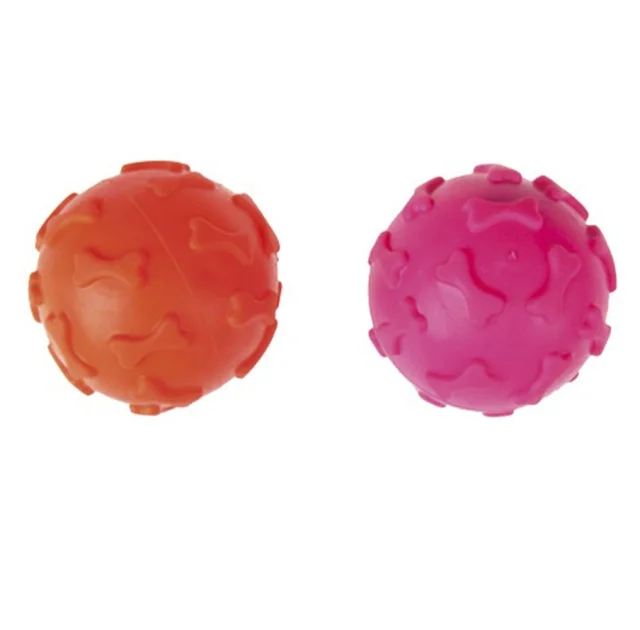 Іграшка Tatrapet Dental Gum для собак, м’ячик з пищалкою кісточки, гума, 6 см, кольори в асортименті