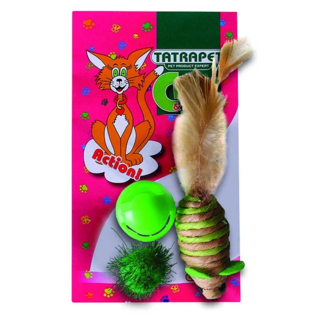 Іграшка Tatrapet Caty funny для котів, набір мишка та м’ячики, 3.5–6.3 см