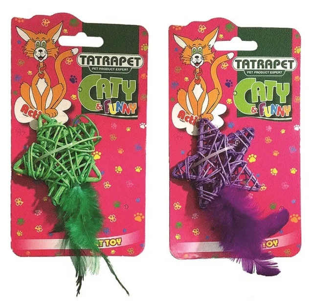 Іграшка Tatrapet Caty funny для котів, зірочка з пір’ям, 13×7 см