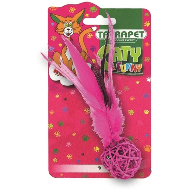 Іграшка Tatrapet Caty funny для котів, кулька з пір’ям, 14×4.5 см