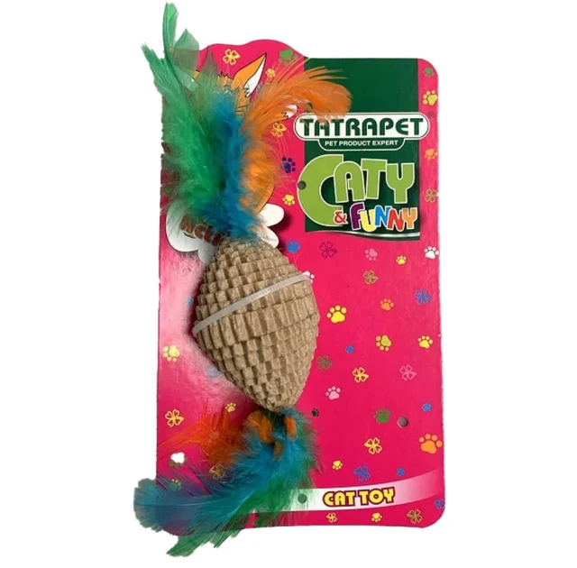 Іграшка Tatrapet Caty funny для котів, іграшка з пір’ям, картон, 15×3.8 см