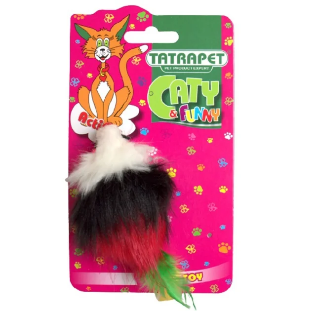 Іграшка Tatrapet Caty funny для котів, кольорова мишка, плюш, 6 см