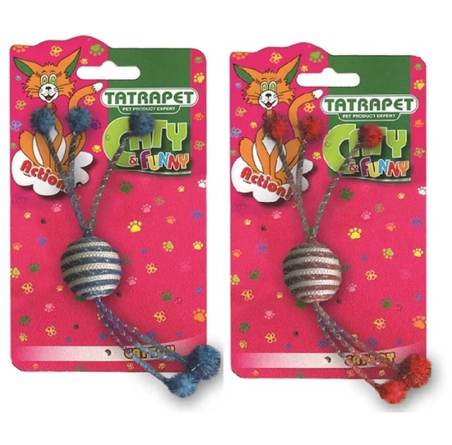 Іграшка Tatrapet Caty funny для котів, м’ячик, шпагат, 4×20 см