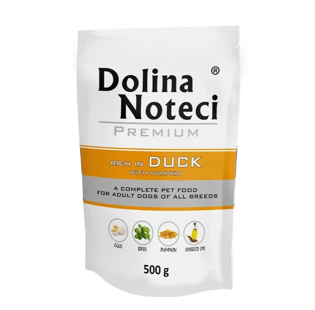 Вологий корм Dolina Noteci Premium для собак, з качкою та гарбузом, 500 г