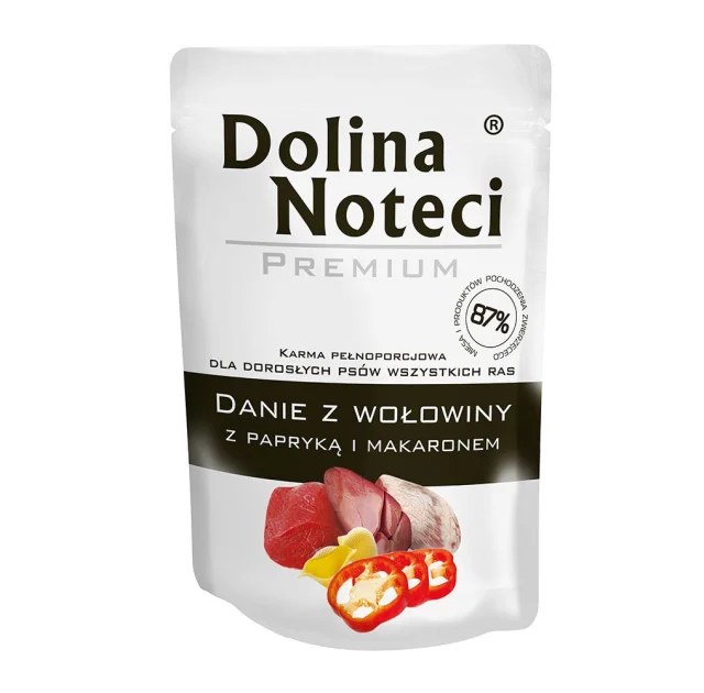 Вологий корм Dolina Noteci Premium Danie для дорослих собак усіх порід, яловичина з паприкою та локшиною, 100 г