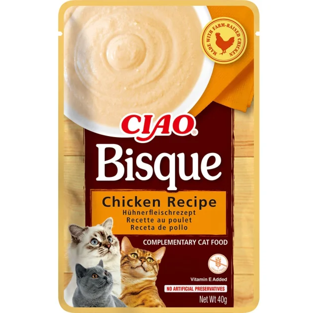 Влажный корм INABA «CIAO Bisque» для кошек, с курицей, пюре, 40 г