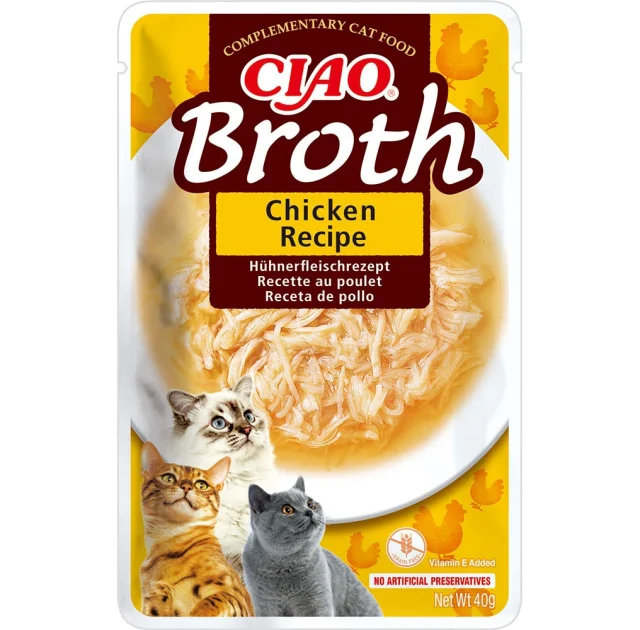 Влажный корм INABA «CIAO Broth» для кошек, с тушёной курицей в бульоне, 40 г