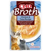 Вологий корм INABA "CIAO Broth" для котів, з тушкованою куркою та тунцем в бульйоні, 40 г