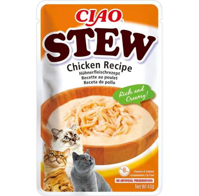 Влажный корм INABA «CIAO Stew» для кошек, с тушёной курицей, 40 г