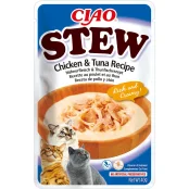 Вологий корм INABA "CIAO Stew" для котів, з тушкованою куркою та тунцем, 40 г