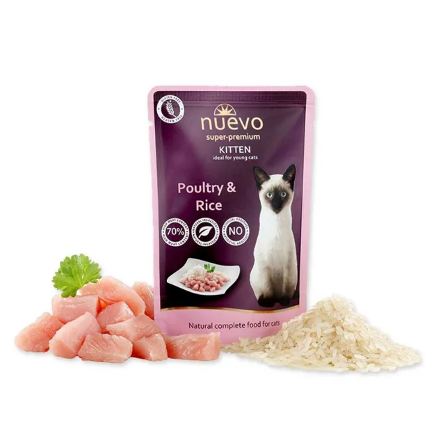 Влажный корм NUEVO KITTEN для котят, птица с рисом, 85 г