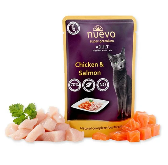 Влажный корм NUEVO ADULT для кошек, курица и лосось, 85 г