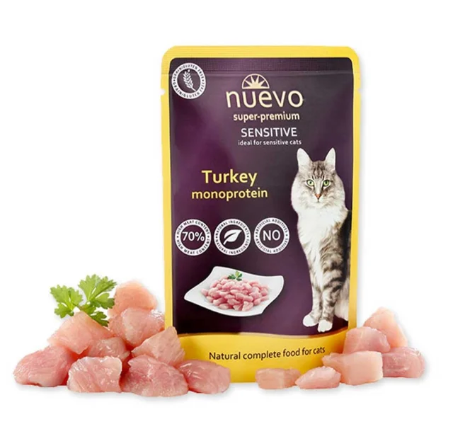 Влажный корм NUEVO SENSITIVE для чувствительных кошек, с монопротеином индейки, 85 г