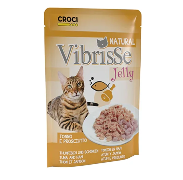 Влажный корм VIBRISSE JELLY для кошек, тунец и куриная ветчина в желе, 70 г
