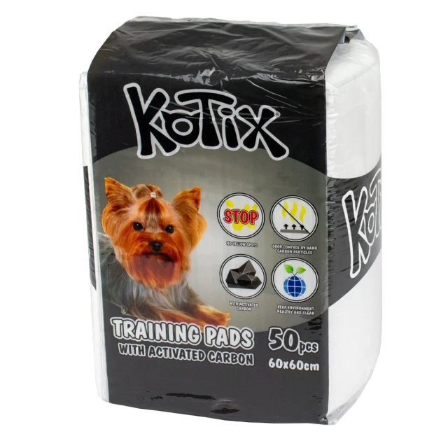 Пелюшки Kotix Premium для собак, з активованим вугіллям, 60×60 см, 50 шт
