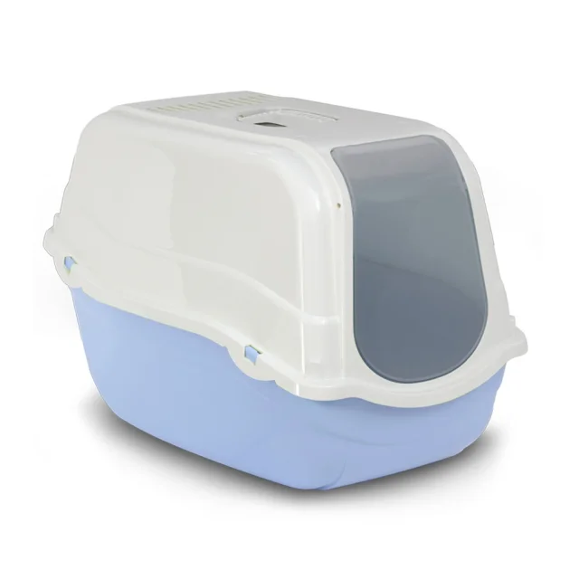 Туалет MDS ROMEO для котів, бокс з фільтром, світло-синій, 57×39×41 см