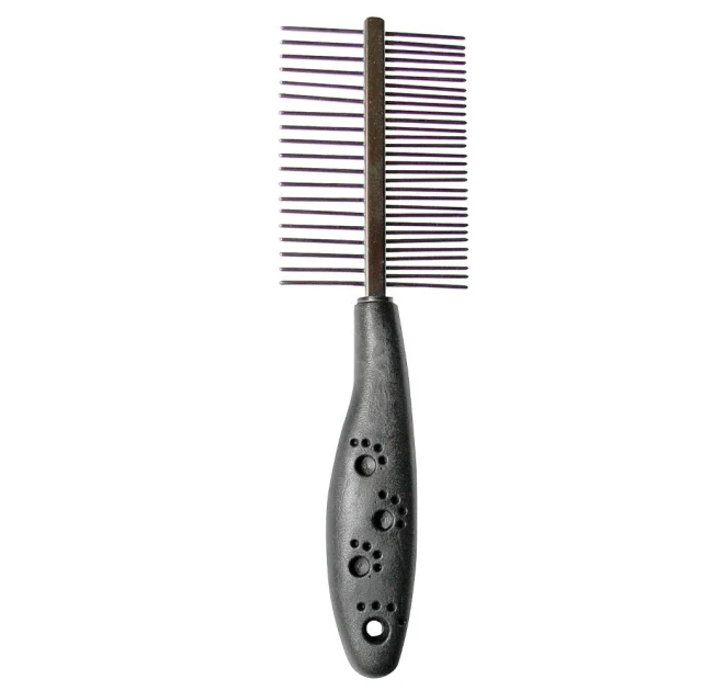 Гребень Tatrapet Dog Salon двусторонний с пластиковой ручкой, 5×17 см