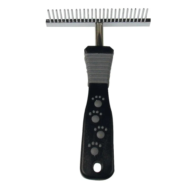 Гребень-грабли Tatrapet Dog Salon однорядные, с пластиковой ручкой, 8×12.6 см