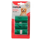 Пакети Camon для собачих фекалій під брелок-диспенсер арт. B523/P, 3 шт×15 пак, зелено-чорний