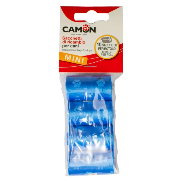Пакети Camon для собачих фекалій, 6 см, 4 шт×10 пакетів, блакитний