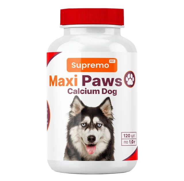 Вітаміни Supremo MAXI PAWS для собак, кальцій, 120 таблеток, 1 г
