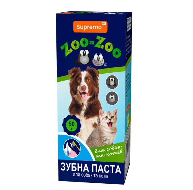 Зубна паста Supremo ZOO-ZOO для собак та котів, з екстрактом зеленого чаю, алое вера, 50 гр