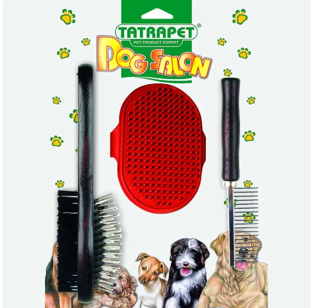 Набор Tatrapet Dog Salon для собак, силиконовый, щётка двусторонняя, гребень, щётка