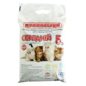 Наповнювач "Пухнастики" для котів, бентонітовий, середній, без аромату, 5 кг