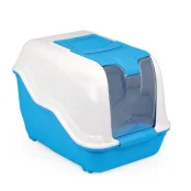 Туалет MPS NETTA CLOSE BLUE для котів, бокс з фільтром, блакитний, 54×39×40 см
