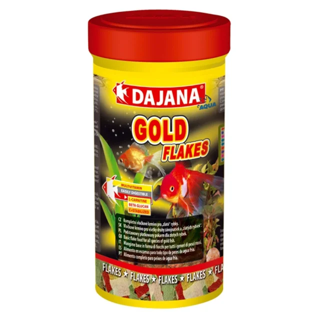 Корм Dajana GOLD FLAKES для золотих рибок та декоративних карасів, у пластівцях, 250 мл, 50 г