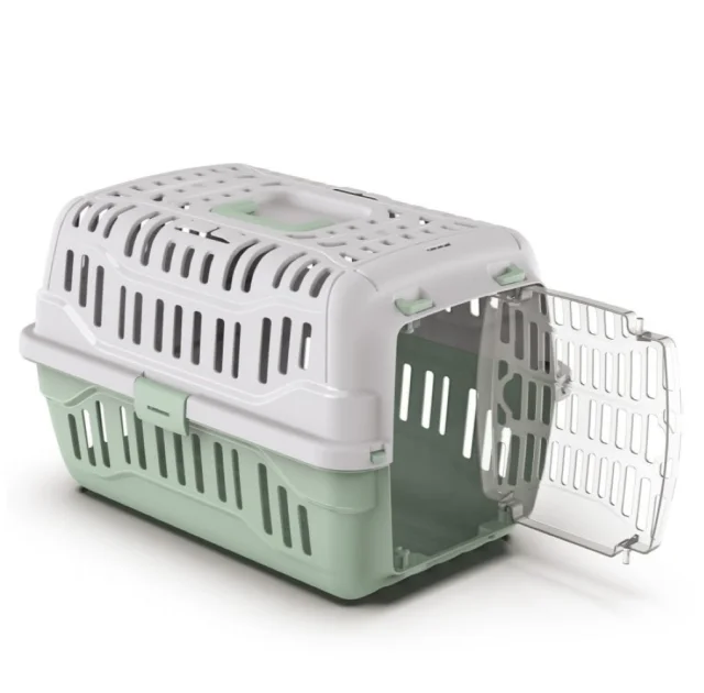 Переноска Georplast Spark для собак та котів, пластикова, зелена, 48.5×33.5×31 см