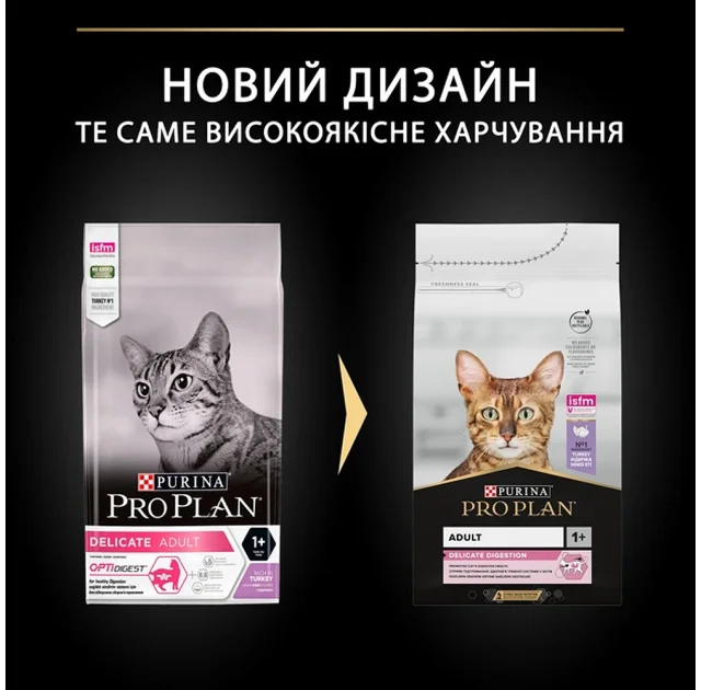 Сухой корм Purina Pro Plan Cat Delicate Turkey для кошек с чувствительным пищеварением, с индейкой, 1.5 кг