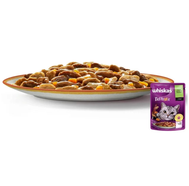 Влажный корм Whiskas Tasty Mix для кошек, ягненка с курицей и морковью, 85 г