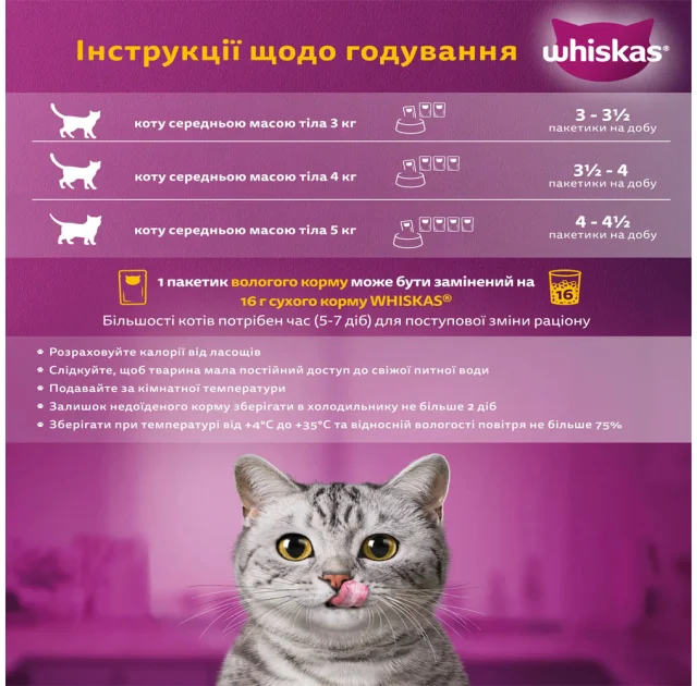 Влажный корм Whiskas Pure Delight для кошек, курица в желе, 85 г